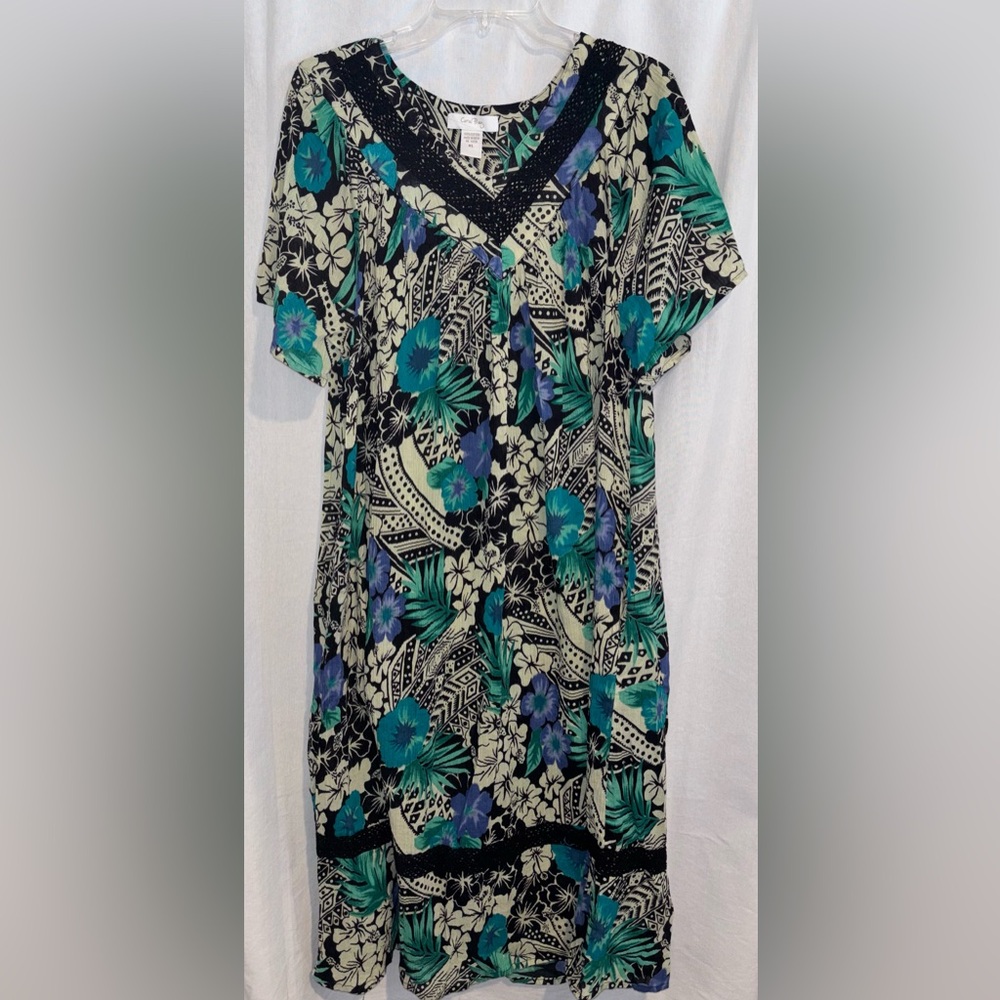 Coral Bay Tropical Floral Midi Dress